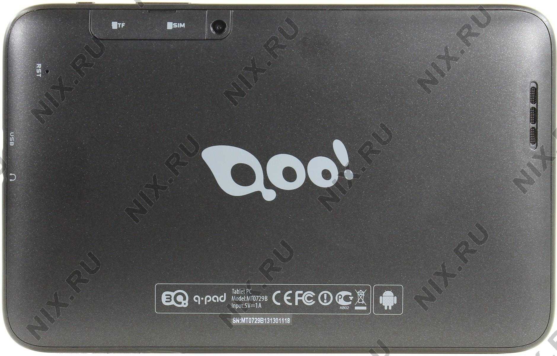 Планшет 3q qpad mt0729b 4 гб wifi 3g черный — купить, цена и характеристики, отзывы