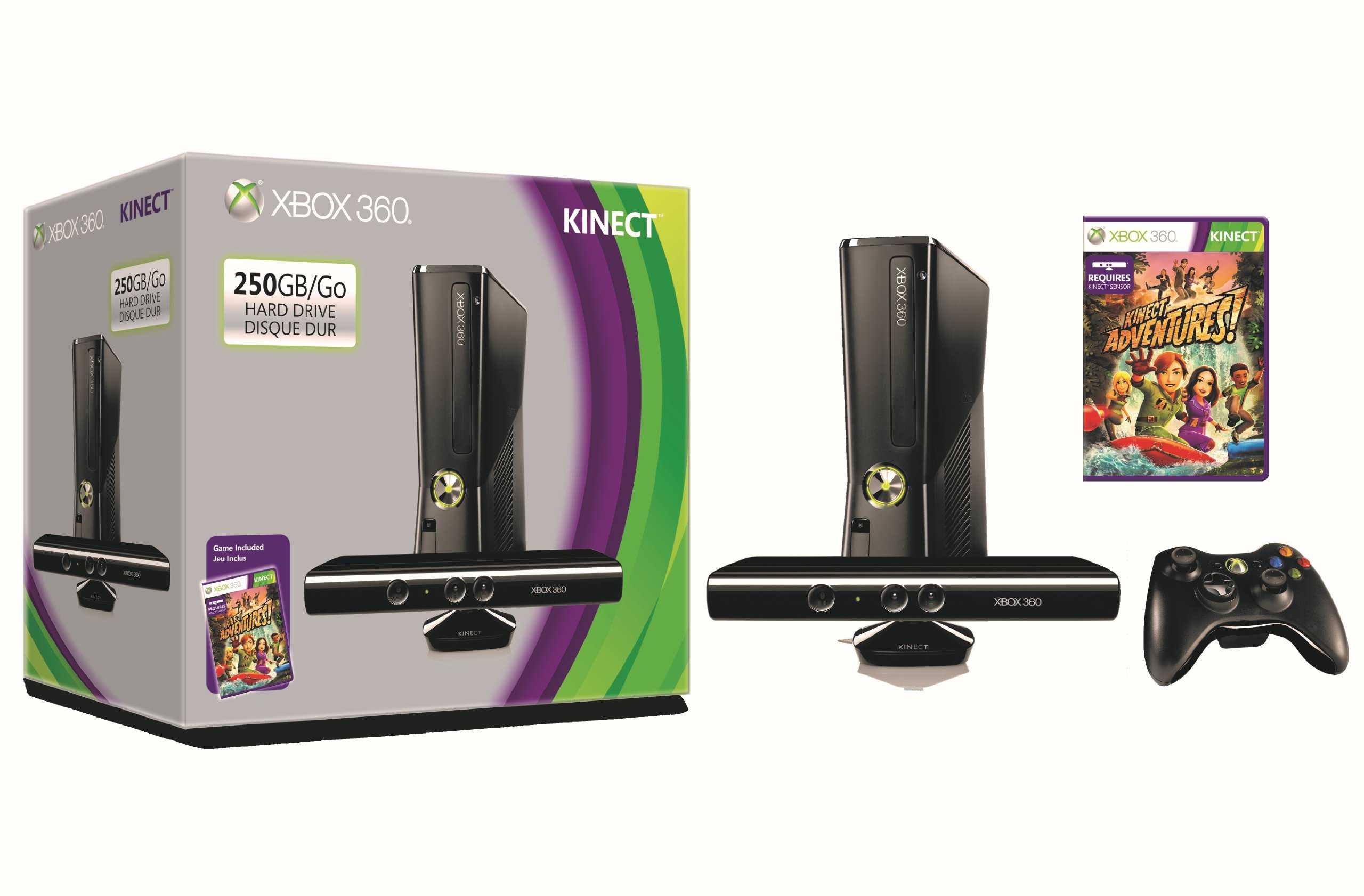 Игровая приставка microsoft xbox 360 slim 250gb kinect bundle + kinect adventures! s7g-00014 / s9g-00027 — купить, цена и характеристики, отзывы