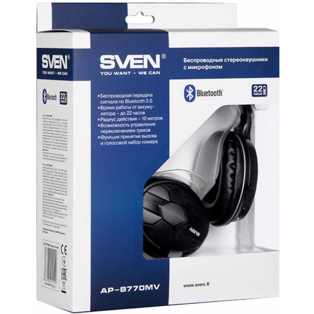 Наушник Sven AP-B770MV - подробные характеристики обзоры видео фото Цены в интернет-магазинах где можно купить наушника Sven AP-B770MV